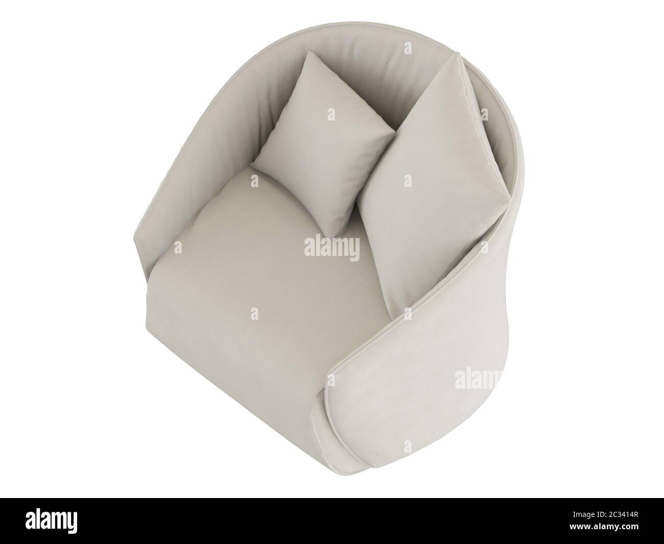 Fauteuil léger avec deux oreillers sur fond blanc Banque D'Images