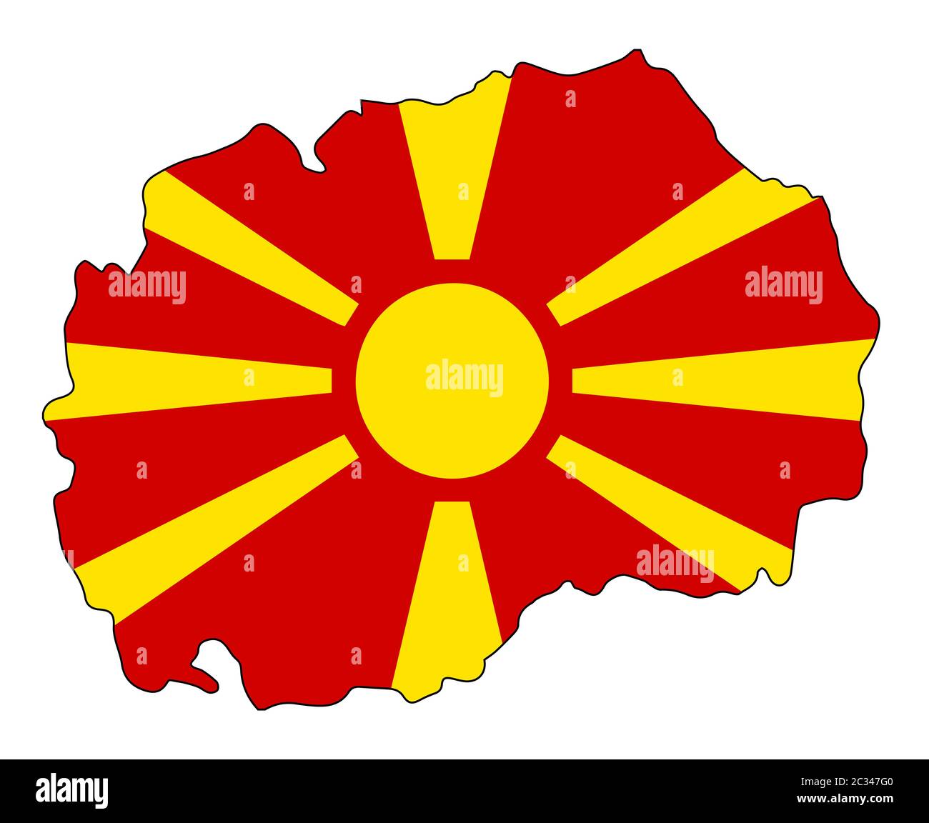 Carte de Macédoine sur un fond blanc avec drapeau Banque D'Images