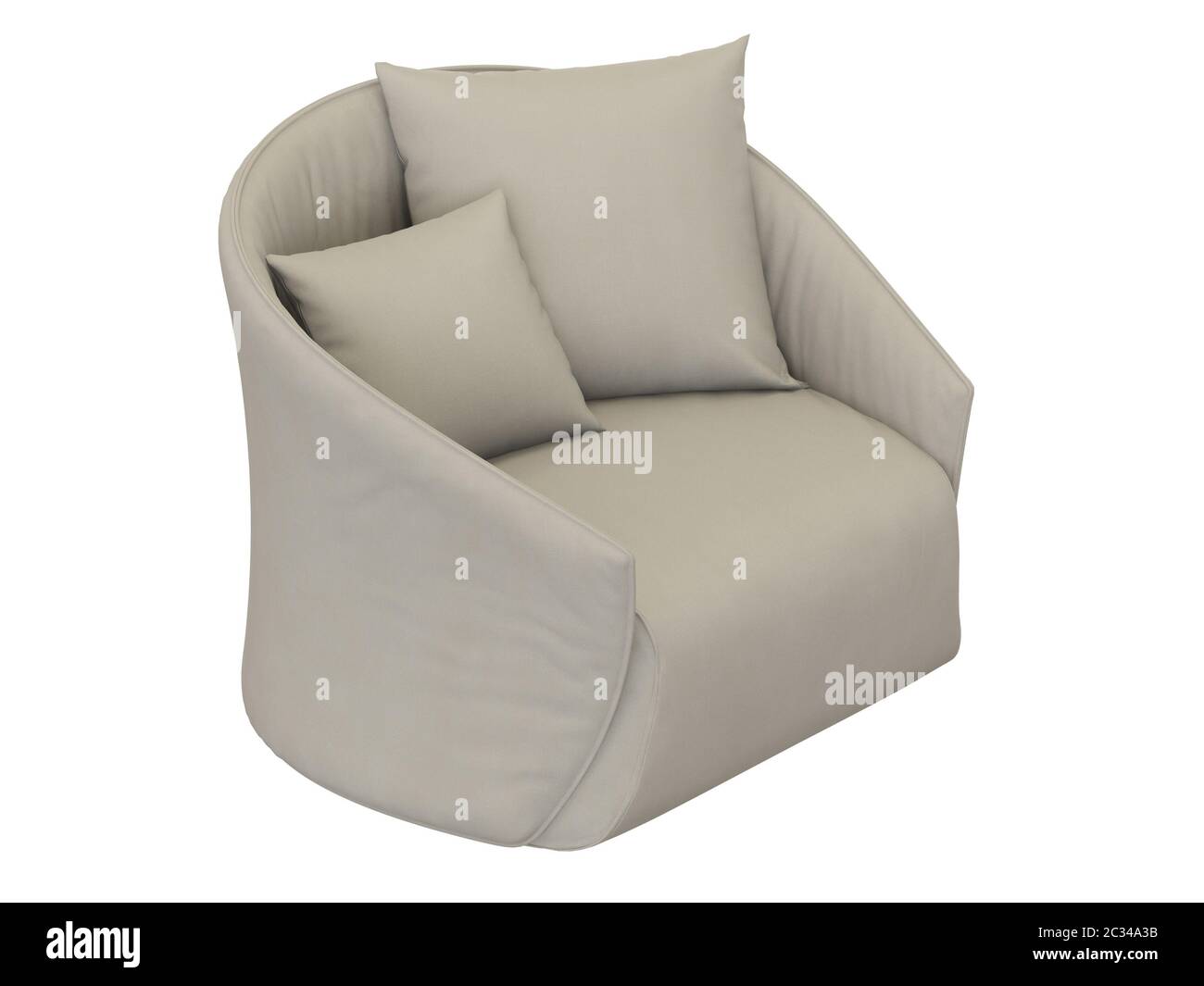 Fauteuil léger avec deux oreillers sur fond blanc Banque D'Images