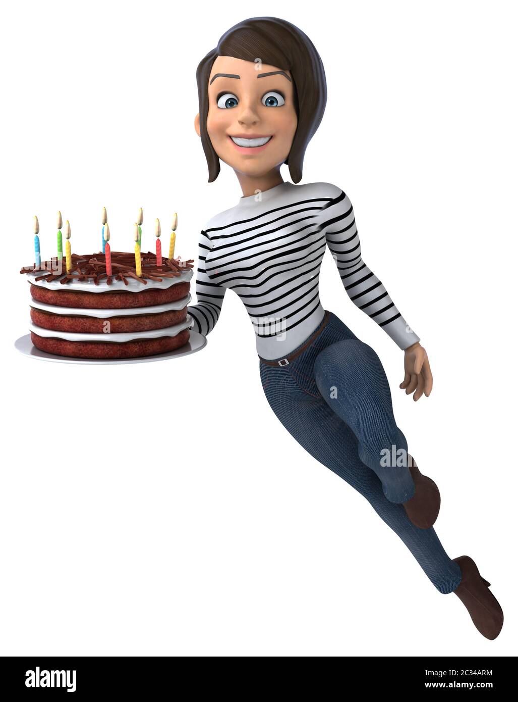 Fun 3D cartoon character casual woman Banque D'Images