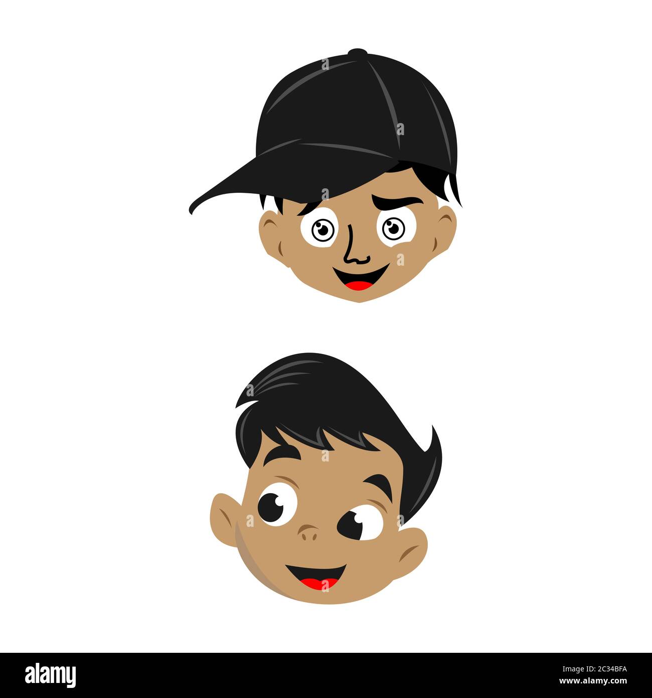 Ensemble des émotions des enfants. Expression faciale. Avatar de petit garçon de dessin animé. Illustration vectorielle du personnage enfant de dessin animé Illustration de Vecteur