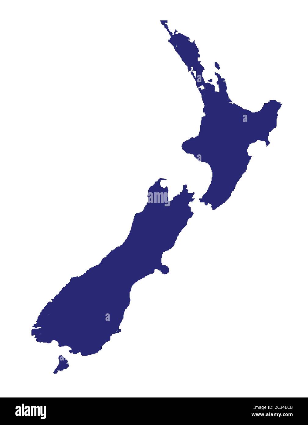 Carte de la Nouvelle-Zélande sur un fond blanc Banque D'Images