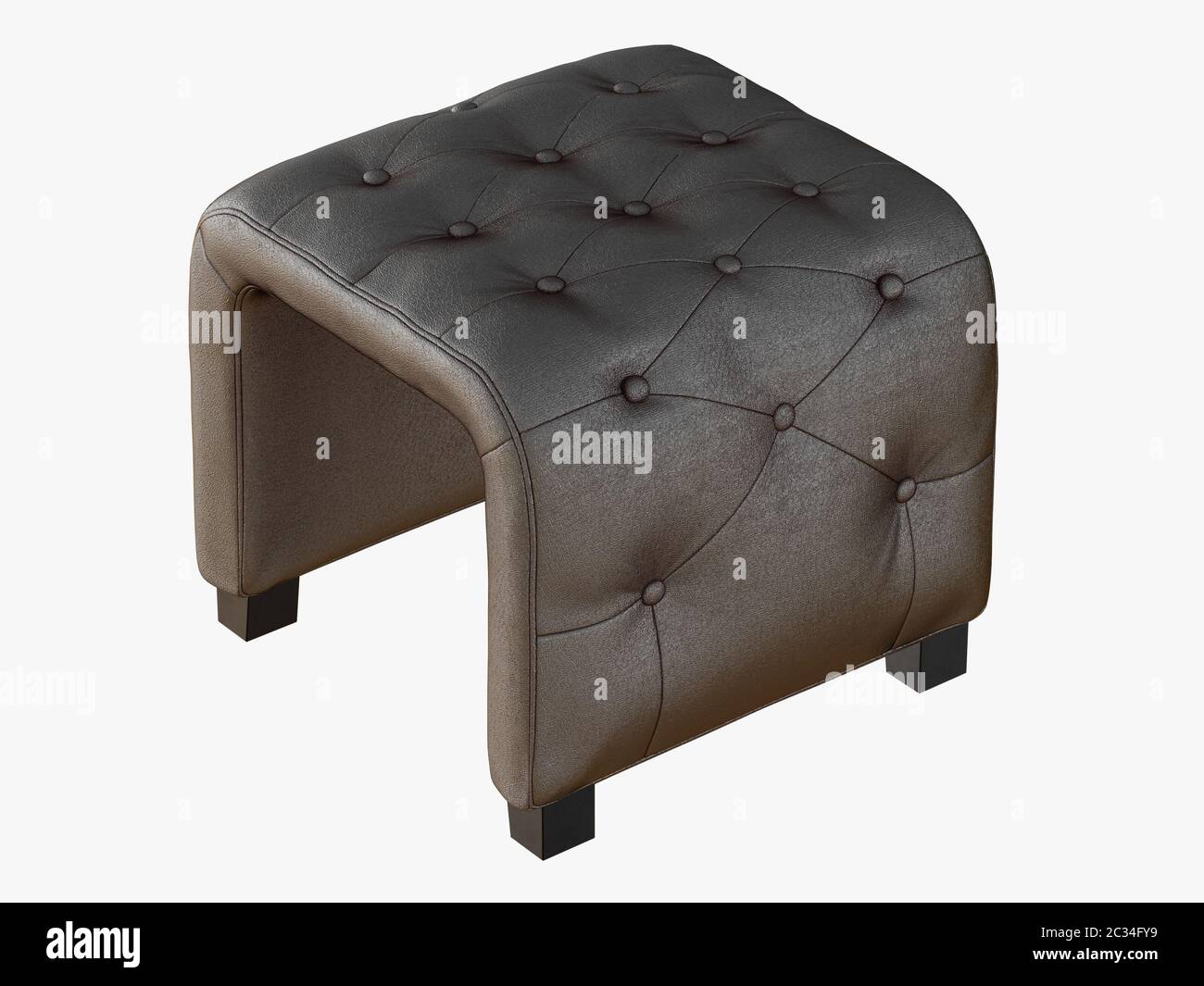 Rendu smoll gris pouf capitone Banque D'Images