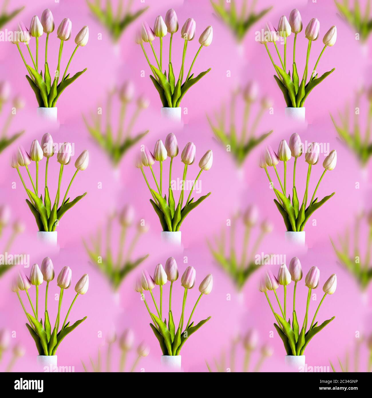 Fond naturel ressort abstrait sans couture avec tulipes en fleur Banque D'Images