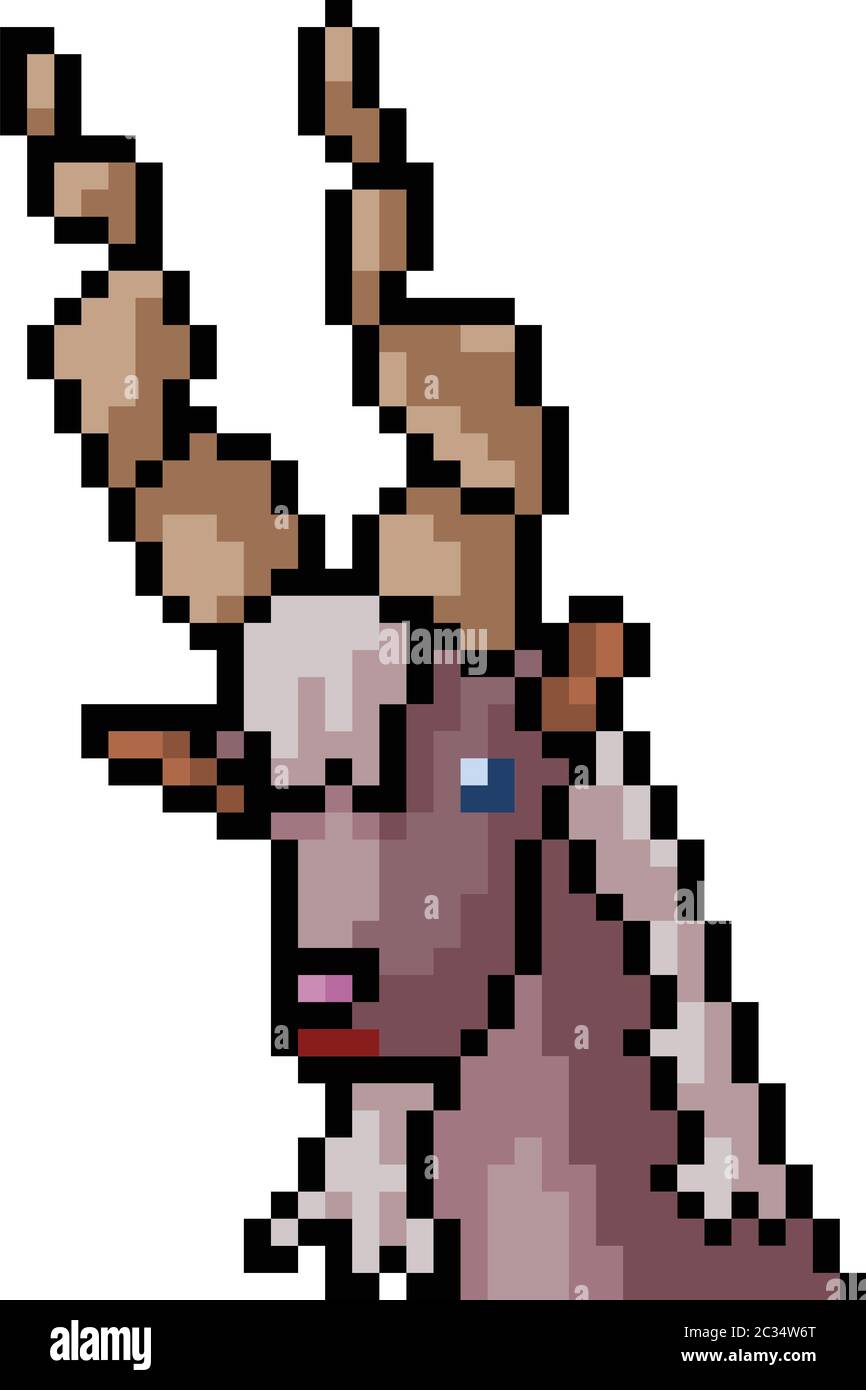 dessin animé isolé de la tête de chèvre vector pixel art Image ...