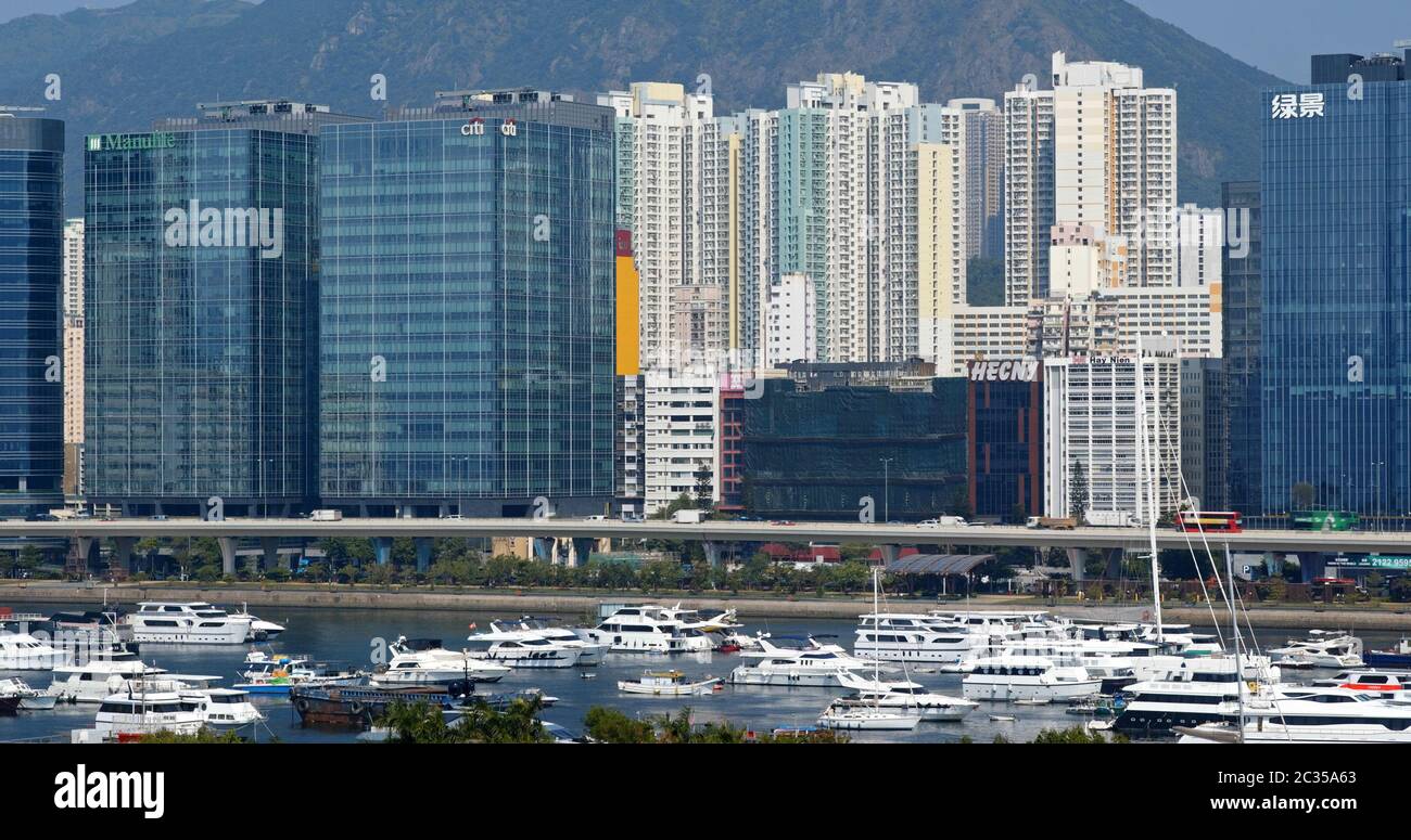 Kwun Tong, Hong Kong, 14 novembre 2019 : quartier des affaires de Hong Kong Banque D'Images
