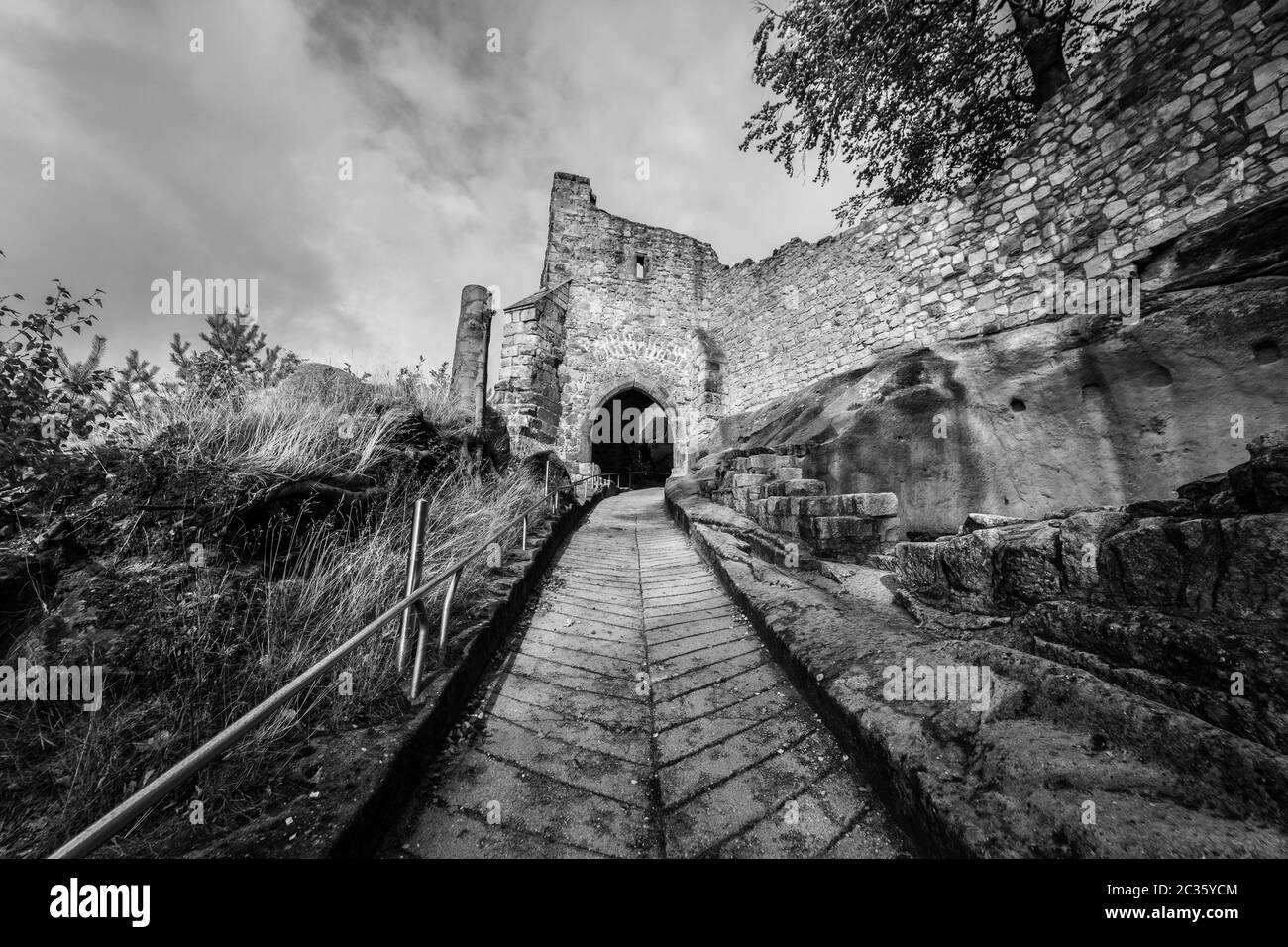 Les ruines de Burg Oybin, fondée en tant que monastère Celestines en 1369 dans les montagnes de Zittau sur la frontière de l'Allemagne (Saxe) avec la République tchèque. Bl Banque D'Images