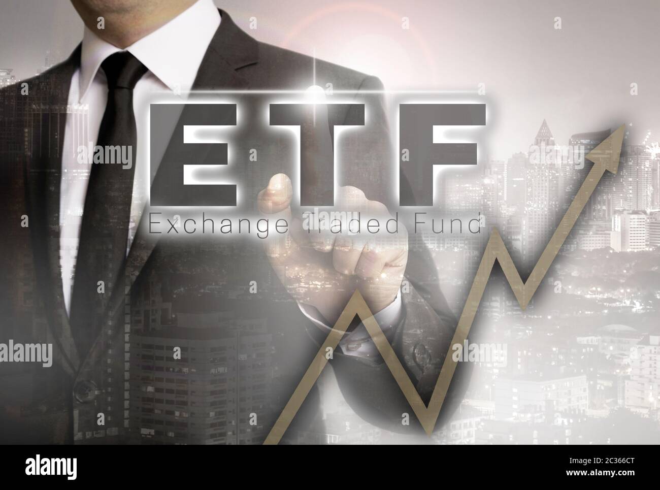 ETF est illustré par businessman concept. Banque D'Images