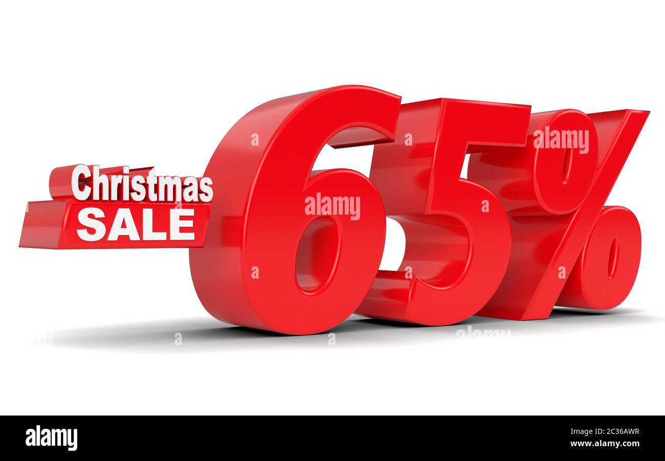 Vente de Noël. Soixante-cinq pour cent d'escompte. Le rendu 3D Banque D'Images