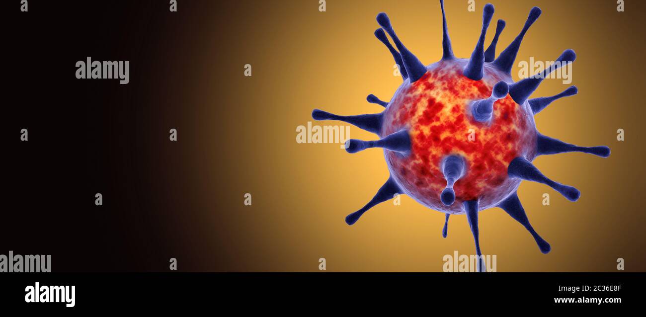 Vue microscopique des cellules du virus de l'influenza. Illustration médicale tridimensionnelle Banque D'Images