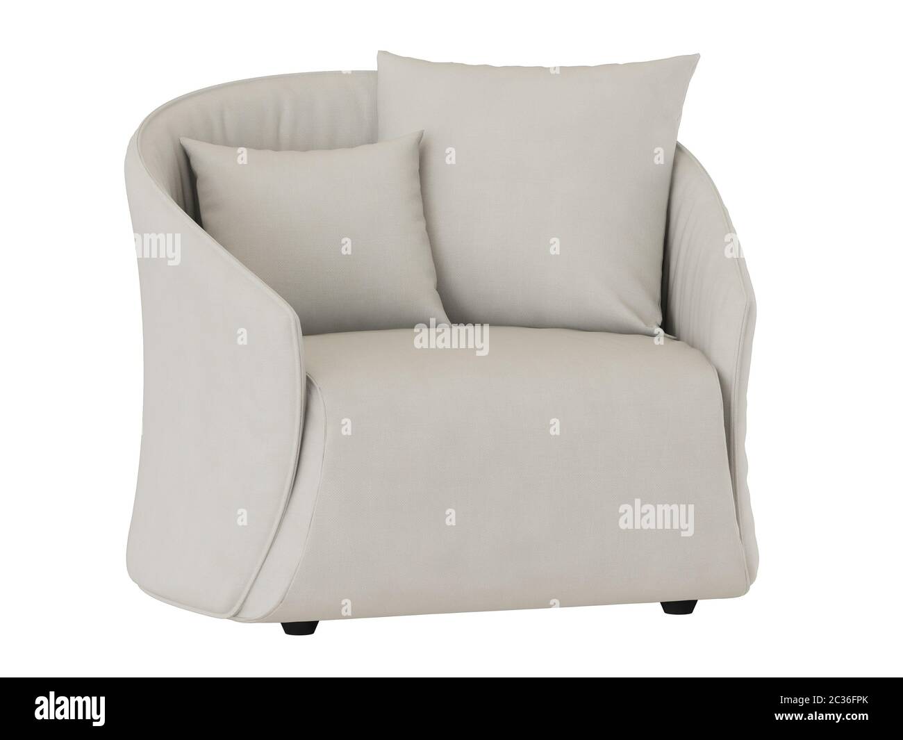 Fauteuil léger avec deux oreillers sur fond blanc Banque D'Images