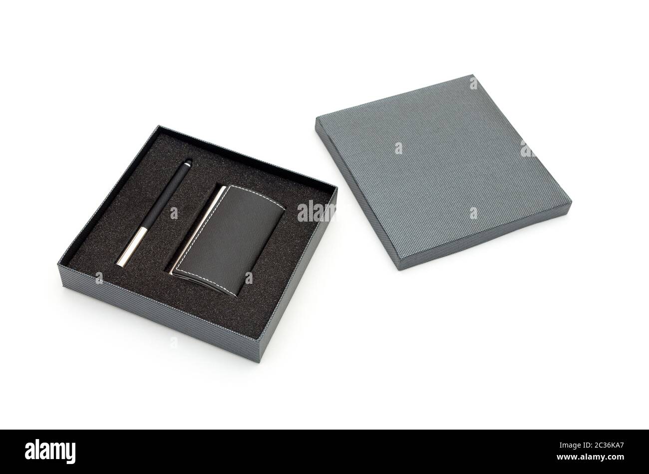 Titulaire de la carte de visite et stylo en boite cadeau Banque D'Images