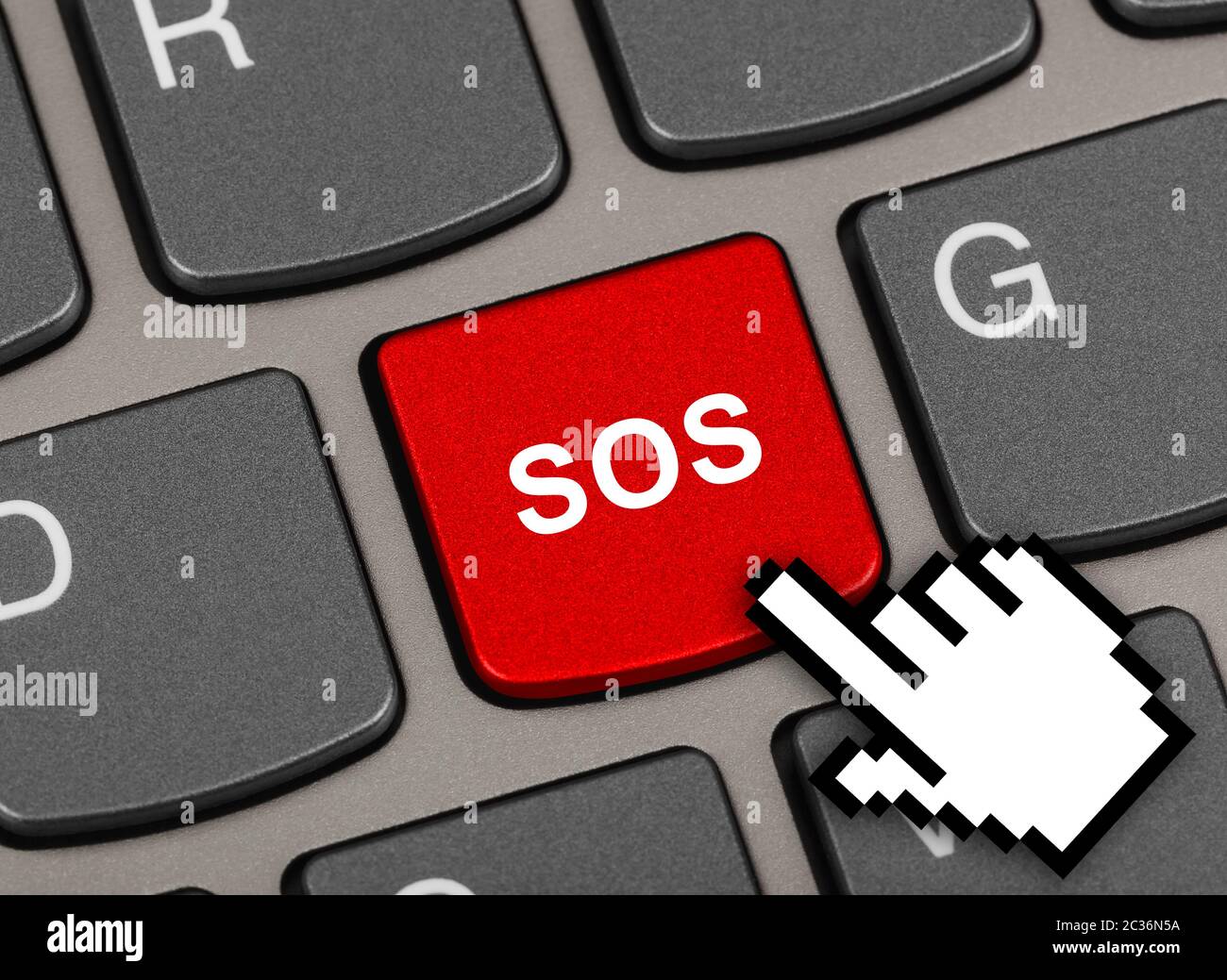 Clavier de l'ordinateur avec touche SOS Banque D'Images