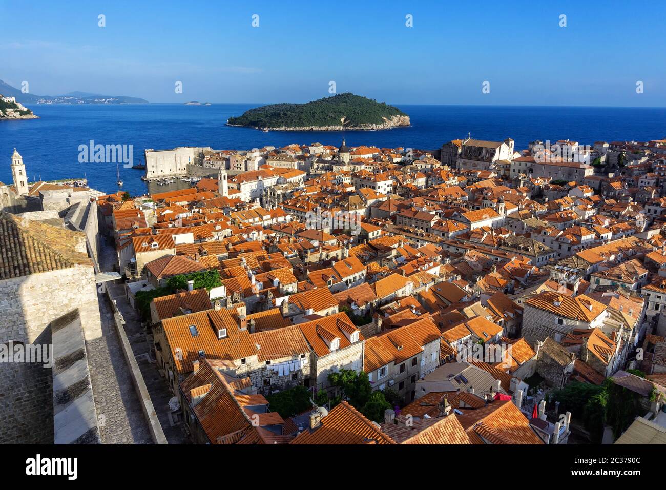 Les toitures en vieille forteresse de Dubrovnik en Croatie, Europe Banque D'Images