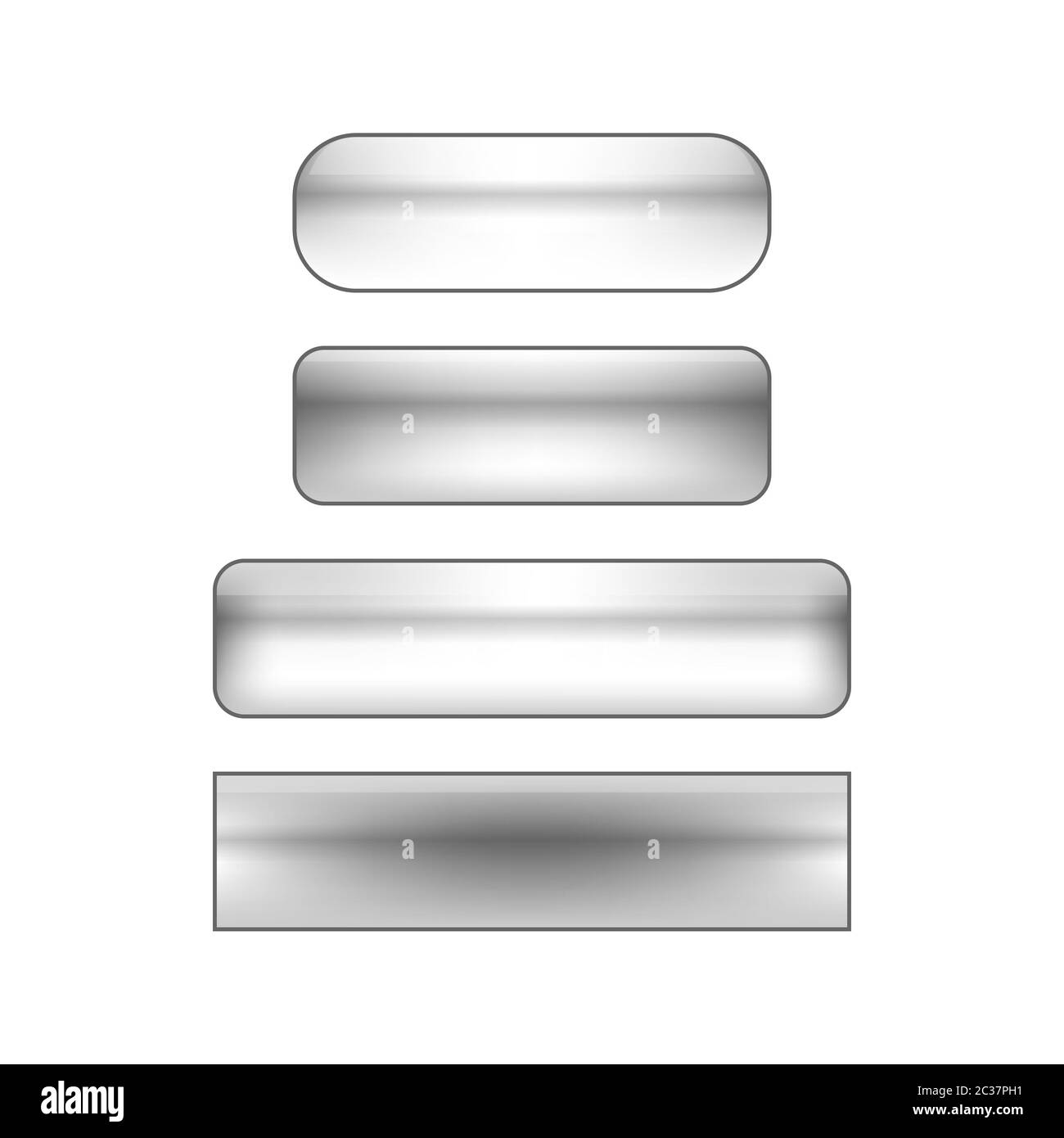 jeu de boutons de toile vierges isolées - argent Banque D'Images jeu de boutons de toile vierges isolées - argent Banque D'Images