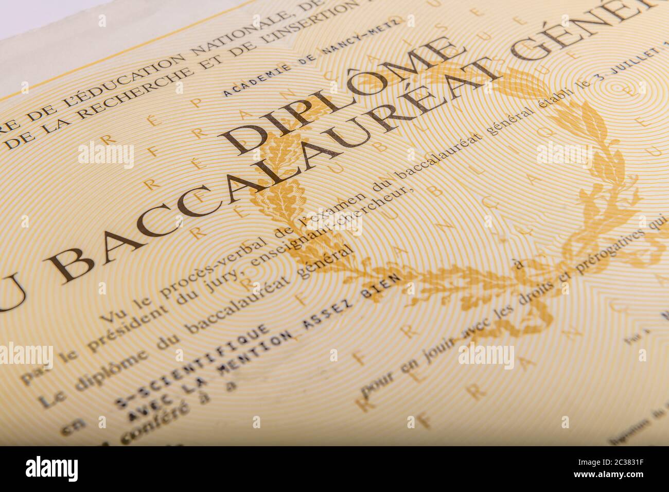 Diplome français bac Banque de photographies et d’images à haute ...