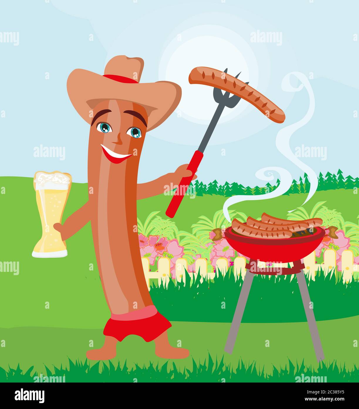 Partie De Barbecue Saucisses Joyeux Drole Invitation Photo Stock Alamy