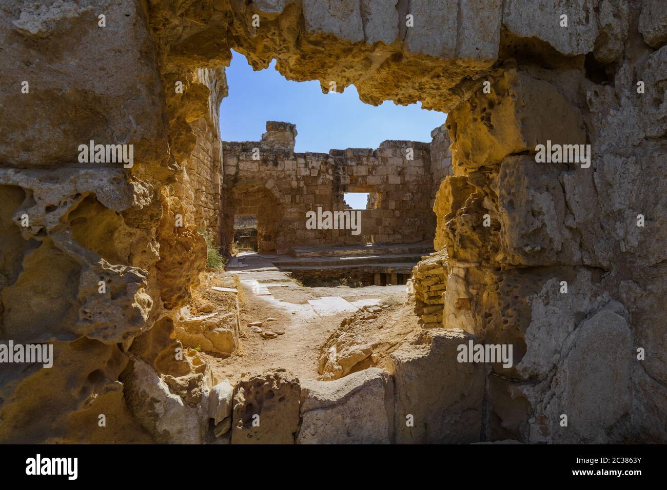 Ruines à Salamis - Famagousta Nord de Chypre Banque D'Images