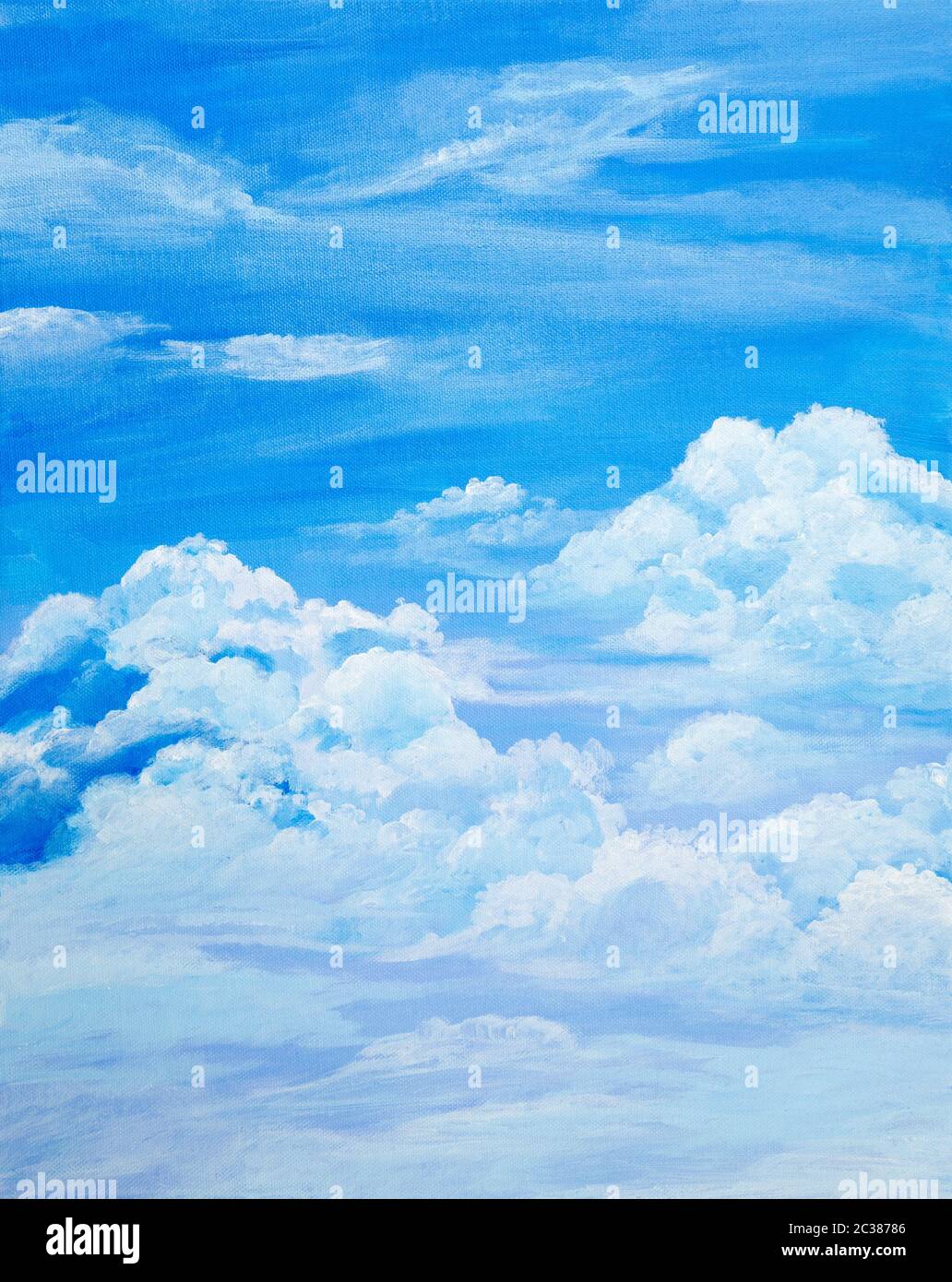 Peinture acrylique originale de ciel nuageux sur toile.Impressionnisme moderne, modernisme, marinisme Banque D'Images