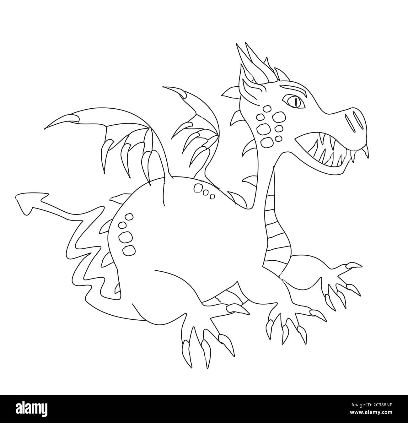 Cartoon illustration, doodle dragon Banque D'Images
