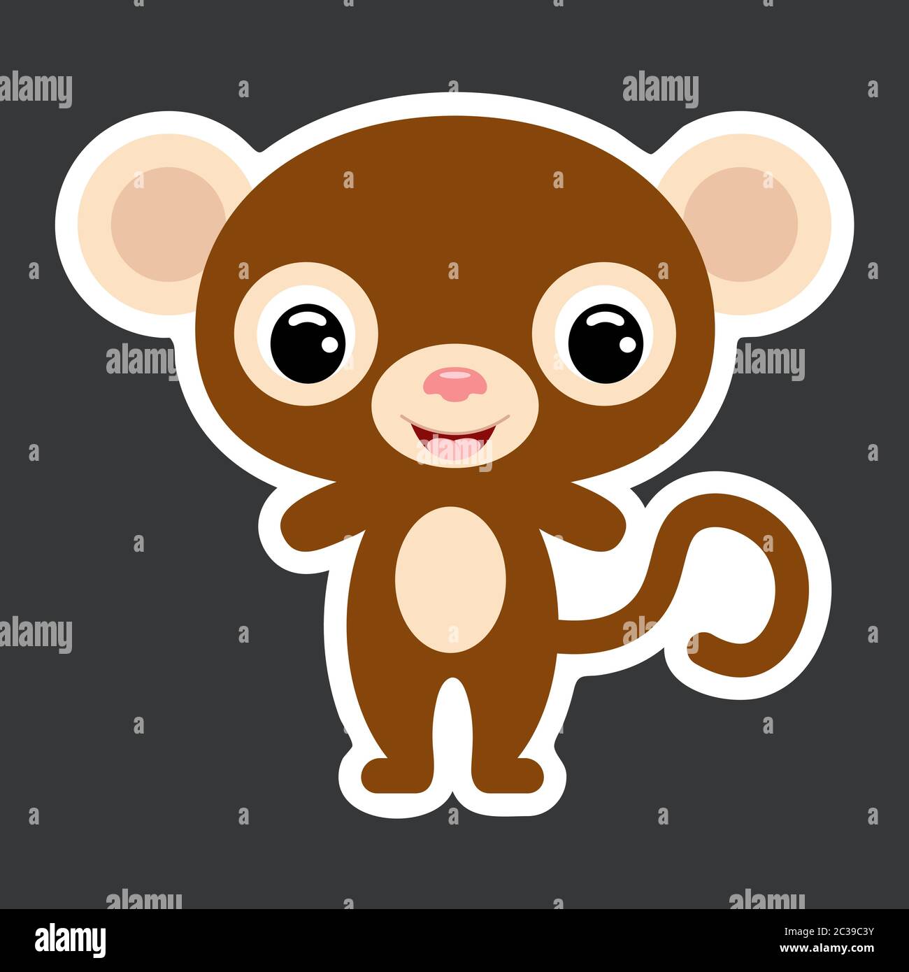 Autocollant Pour Enfants De Petit Singe Mignon Animal De La Jungle Personnage De Dessin Anime Pour Le Motif De Bebe Vetements Pour Enfants Fete De Douche De Bebe Carte Image Vectorielle Stock