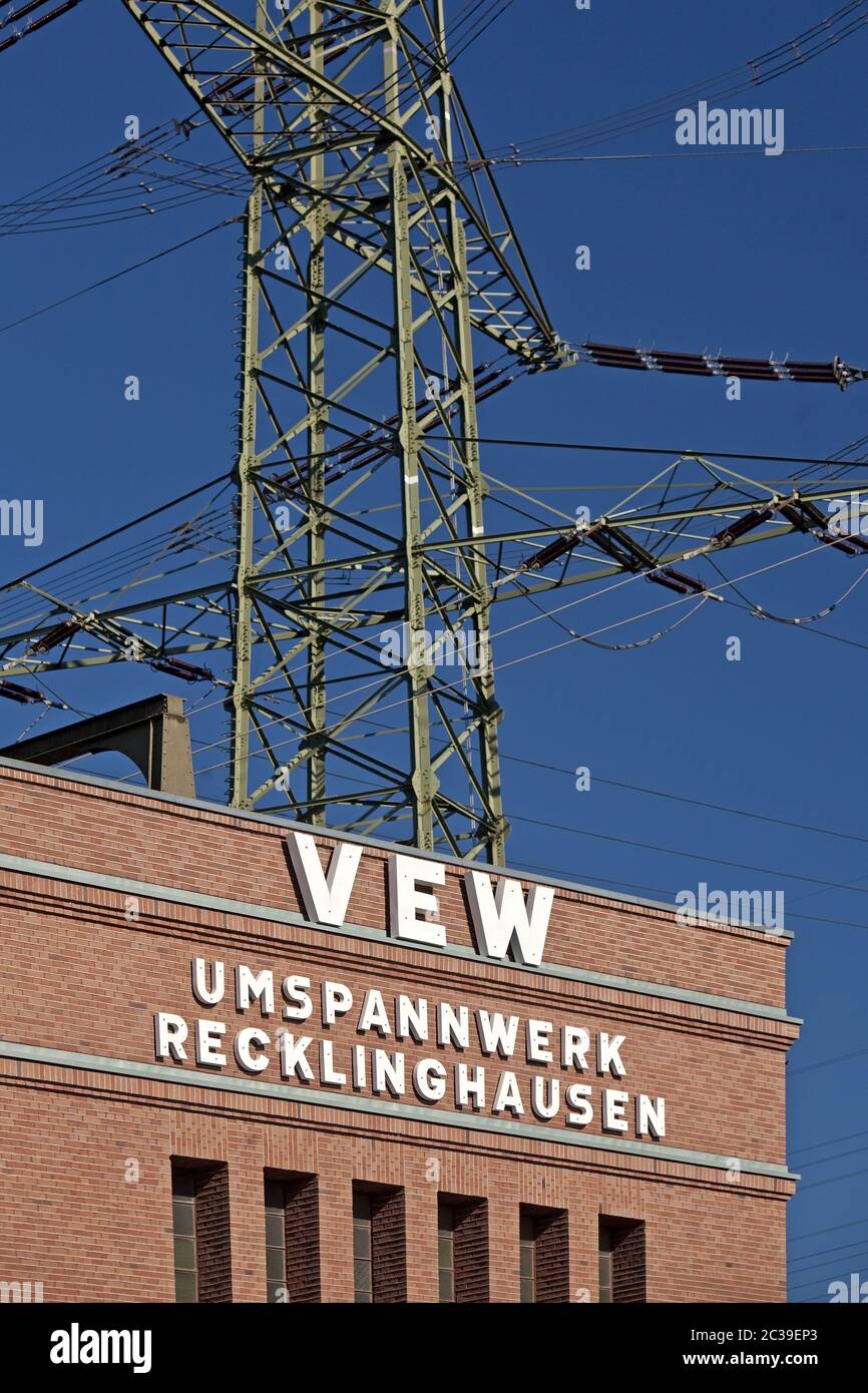 Sous-station Recklingkausen, route de la culture industrielle, Recklinghausen, région de Ruhr, Allemagne, Europe Banque D'Images