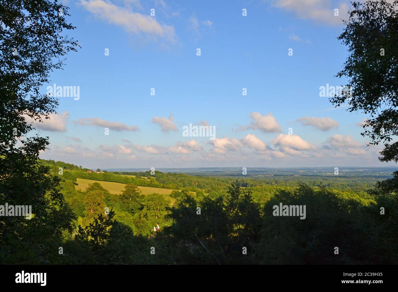 Vue depuis le haut de Chartwell, la maison de Winston Churchill, près de Westerham, Kent, Angleterre, en été. Depuis le circuit de Mariners Hill. Confiance nationale Banque D'Images
