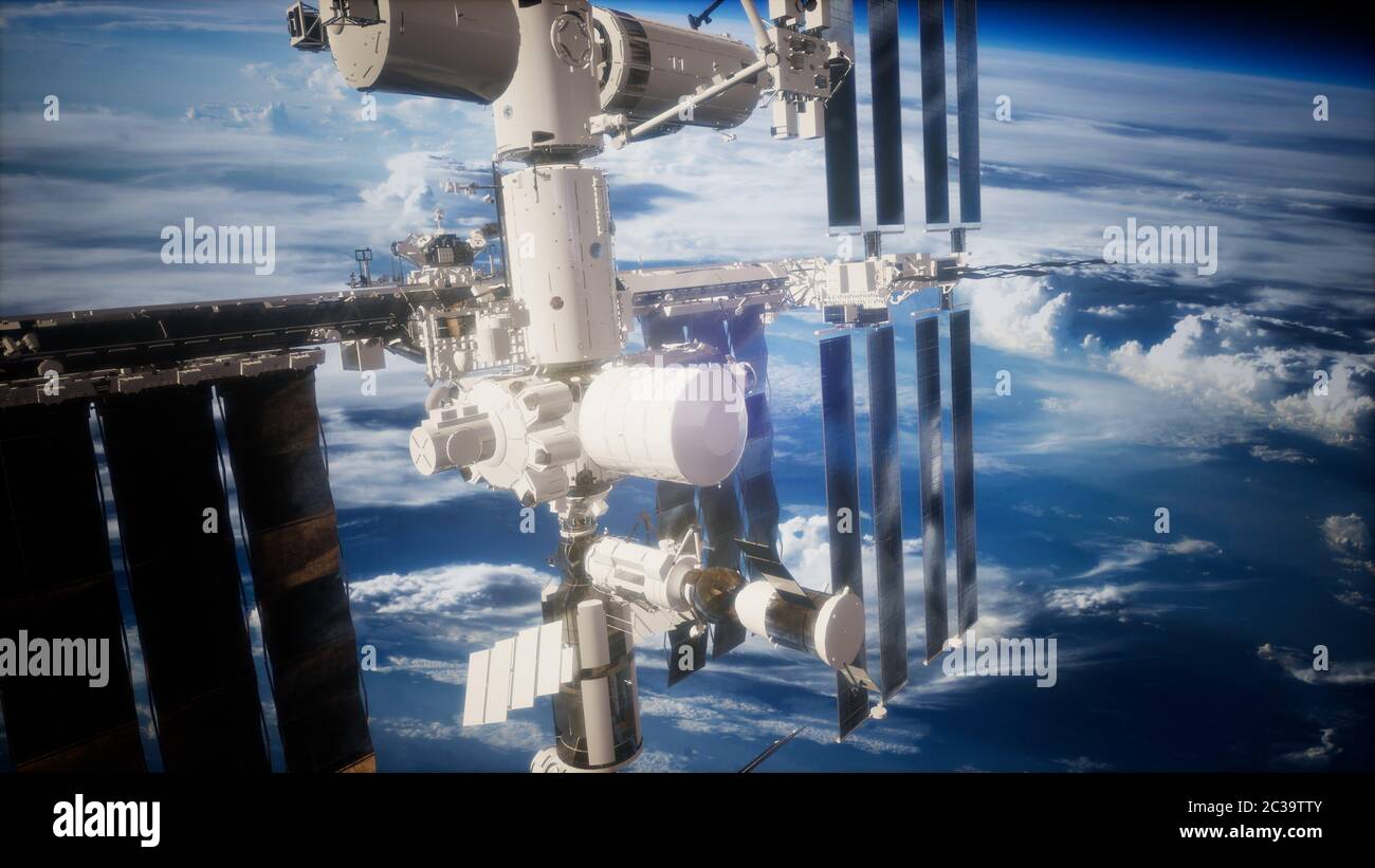 Station spatiale internationale dans l'espace au cours de la planète Terre Banque D'Images