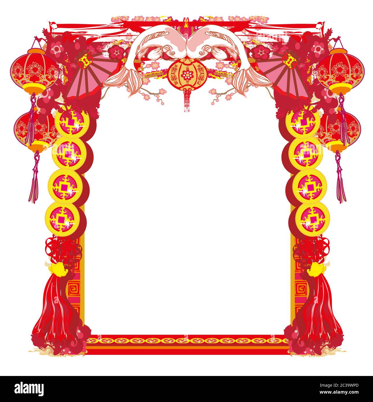 Cadre décoratif rouge koi japonais Banque D'Images