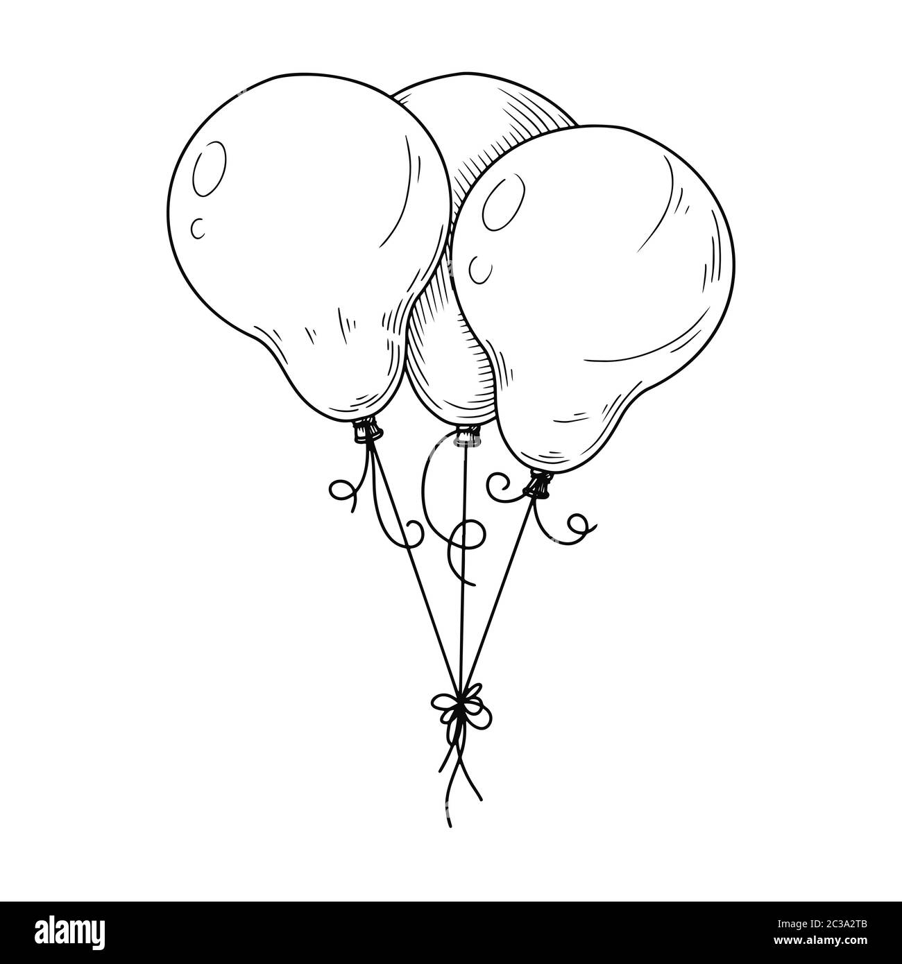 Bulles différentes. Ballons gonflables sur une corde. Illustration vectorielle dans le style d'esquisse Illustration de Vecteur