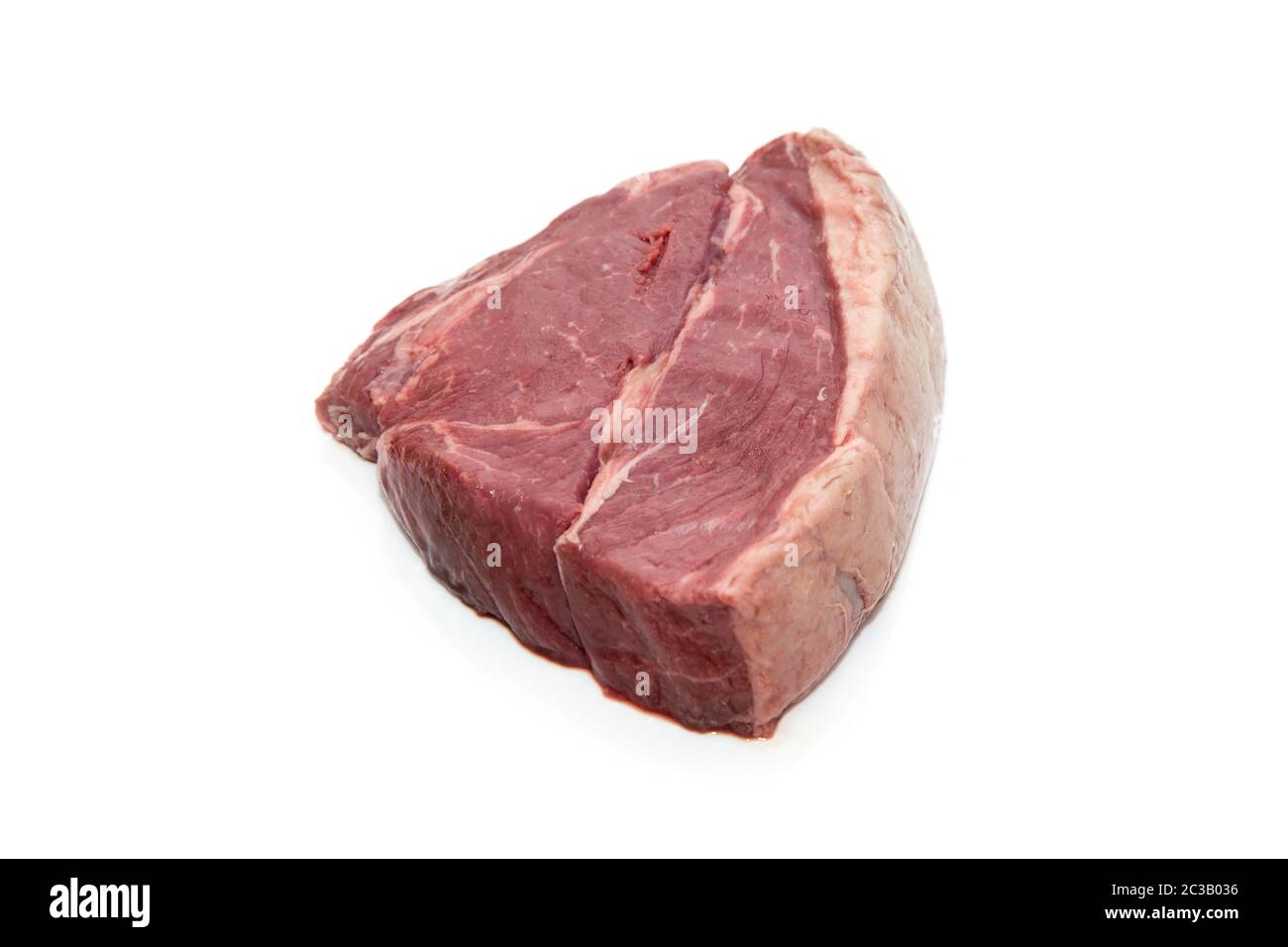 steak de 16oz épais coupé sur fond blanc de studio. Banque D'Images