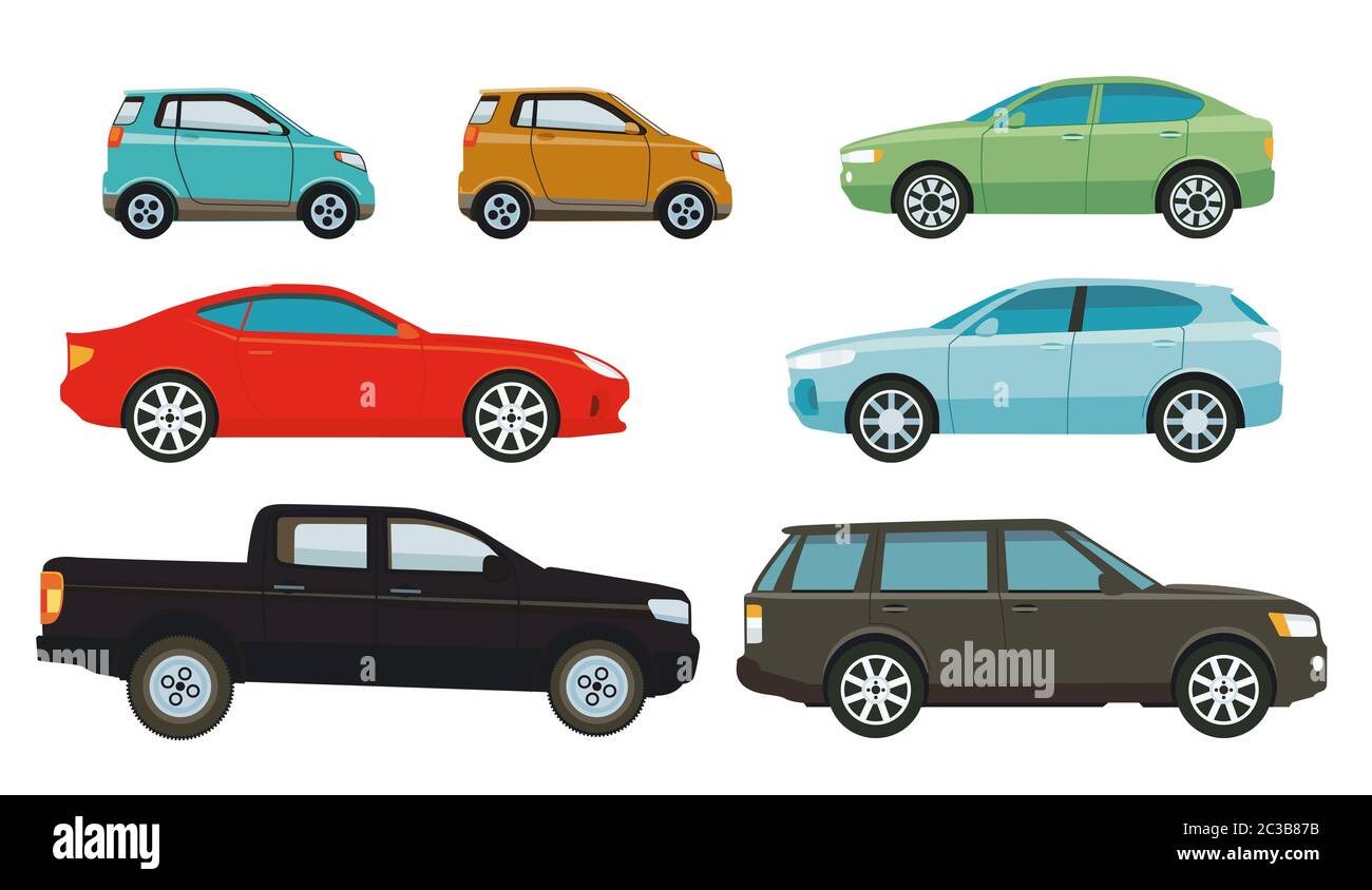 Les voitures, les berlines et les SUV, illustration Banque D'Images