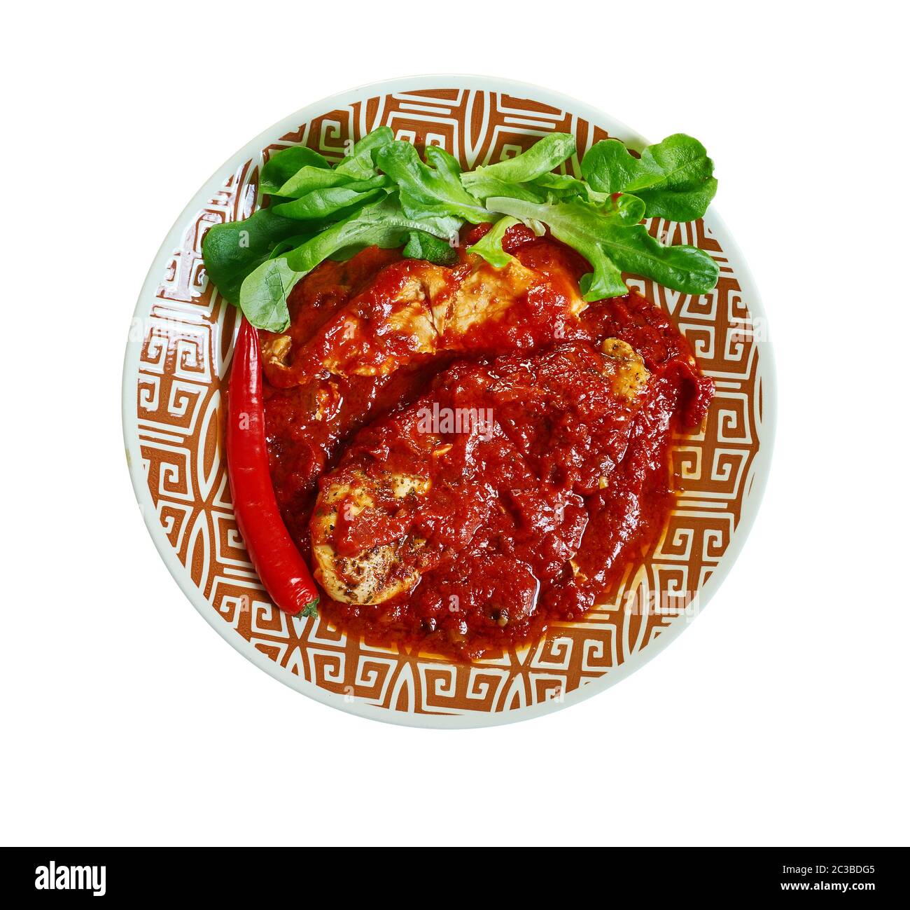 Poulet rôti au gril et sauce tomate-Chili rouge Banque D'Images