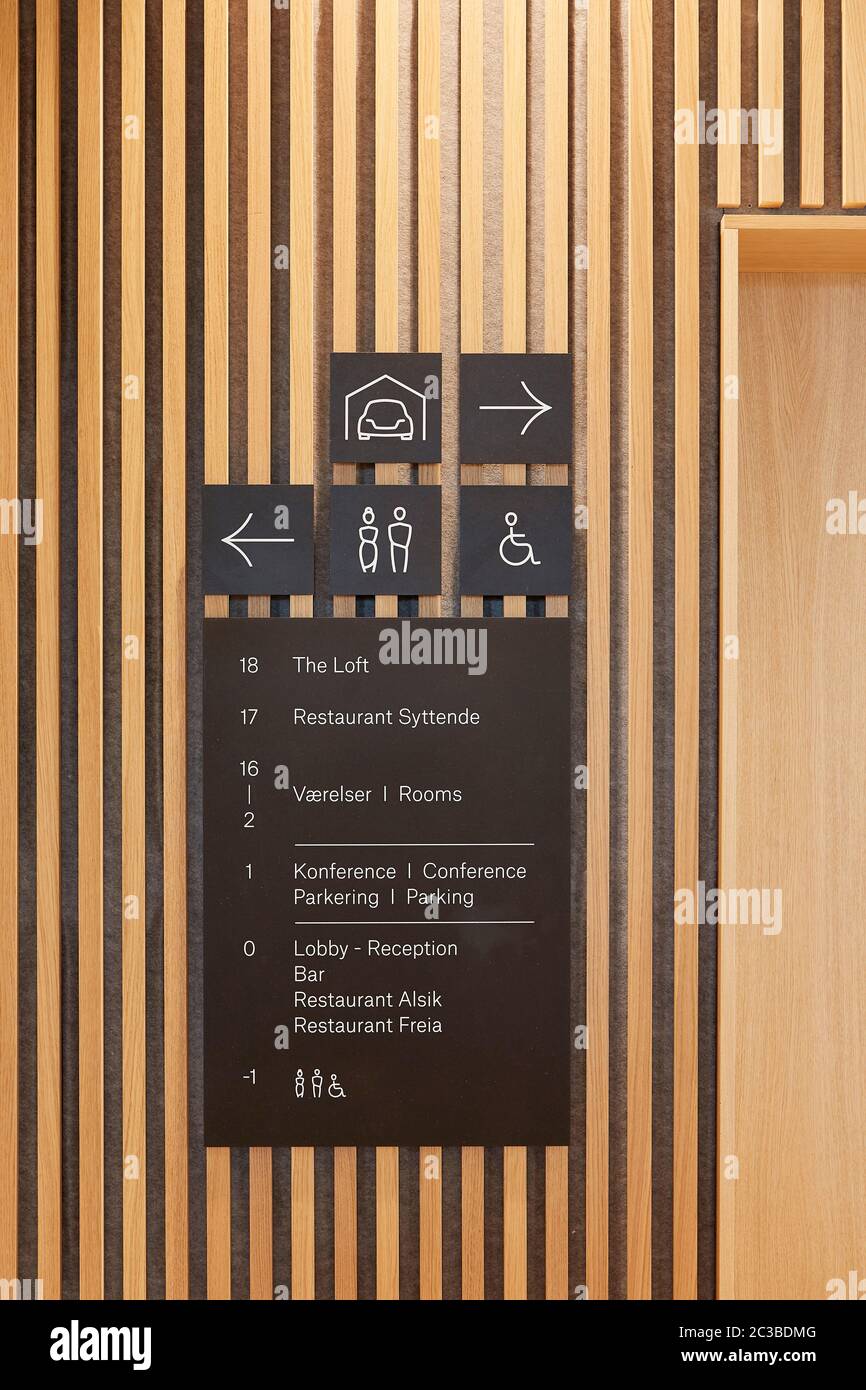 Orientation. Hotel Alsik, Sønderborg, Danemark. Architecte: Henning Larsen, 2019. Banque D'Images