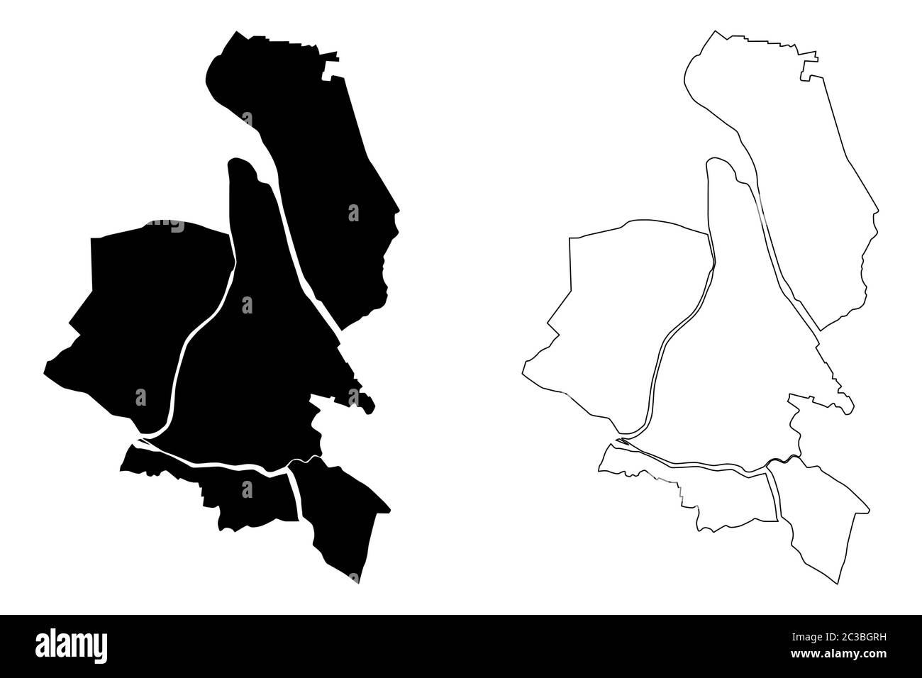 Pasig City (République des Philippines, région métropolitaine de Manille, région de la capitale nationale) illustration vectorielle, croquis de scribble carte de la ville de Pasig Illustration de Vecteur