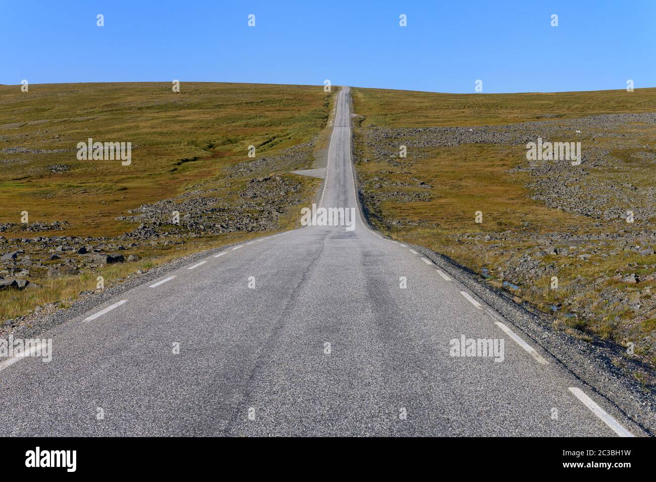 Route de Nordkapp (Norvège): Rue vide menant à Nordkapp / North Cape Banque D'Images