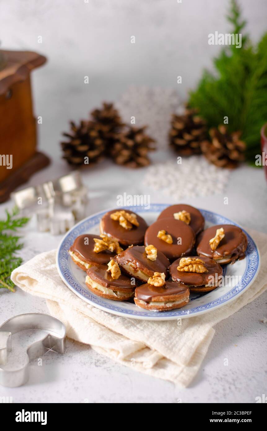 Cookies tchèques de noël traditionnels, photo de style vintage Banque D'Images