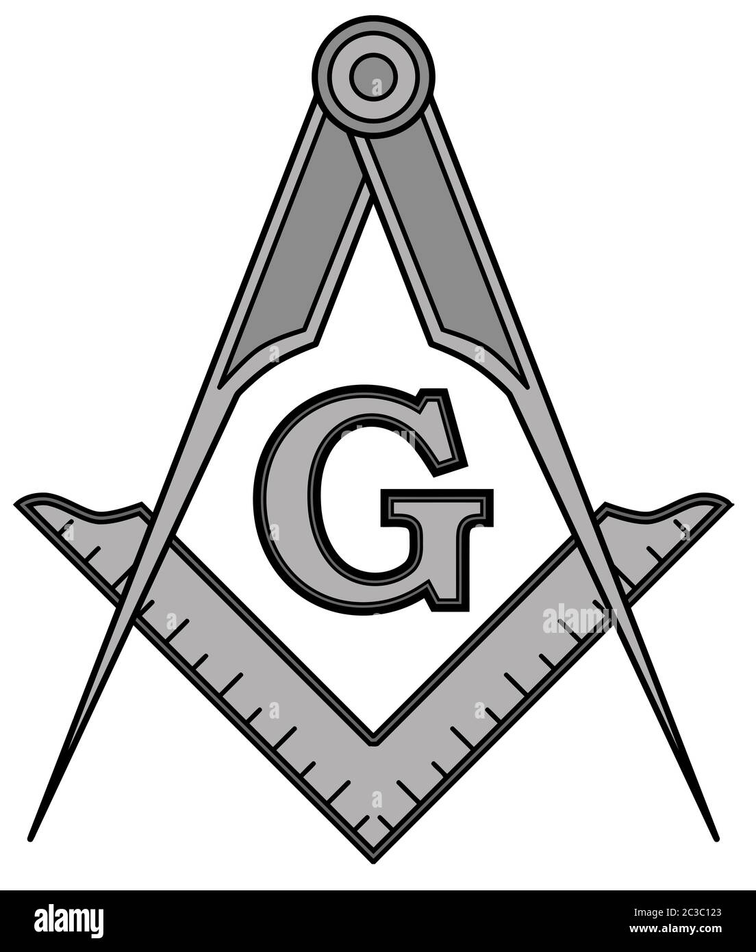 Square et l'occultisme argent maçonnique compas société sacrée illustration Banque D'Images