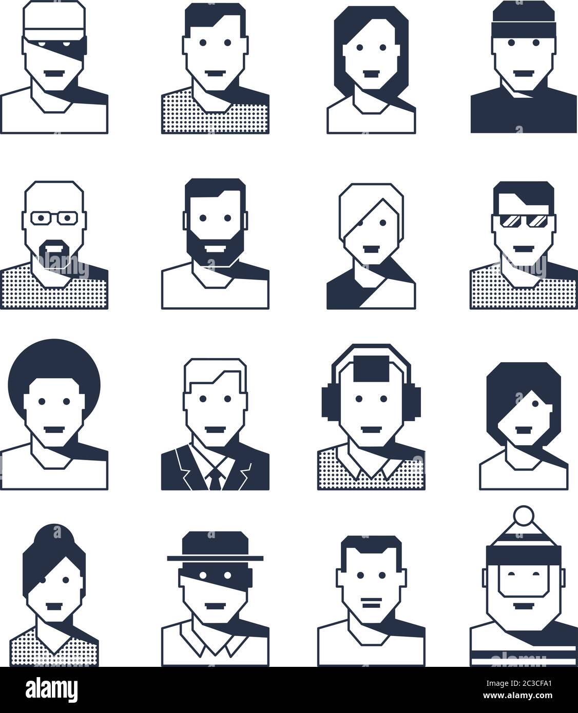 Hommes et femmes - portraits de lignes de contour avatars Illustration de Vecteur