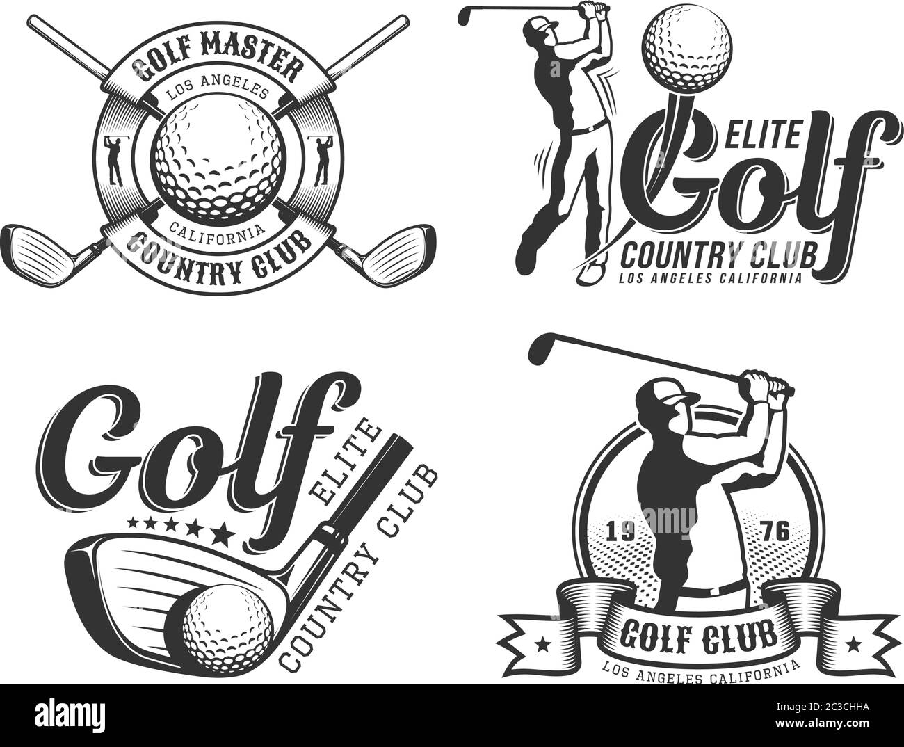 Emblème de golf avec golfeur Illustration de Vecteur
