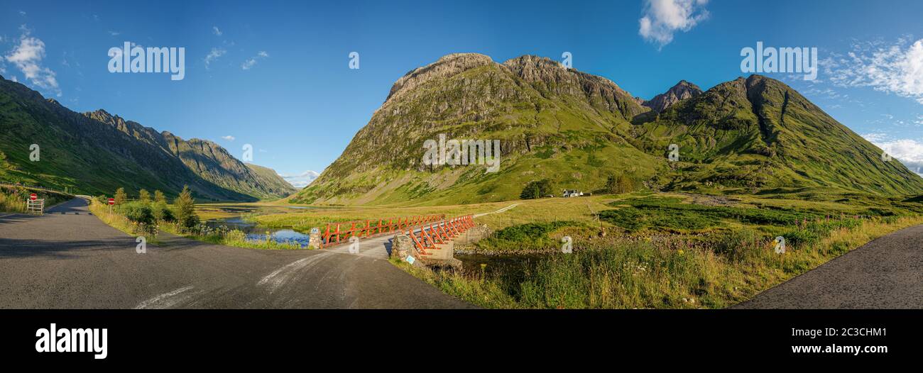 Vallée de Glencoe, Loch Achtriochtan, Écosse, Panorma Banque D'Images