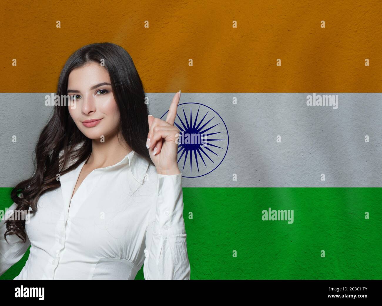 Femme avec pouce vers le haut. Concept d'éducation ou d'affaires Banque D'Images