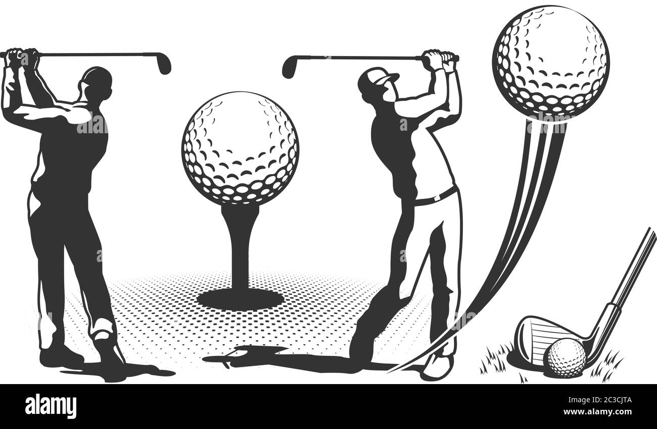 Joueur de golf de style rétro Illustration de Vecteur