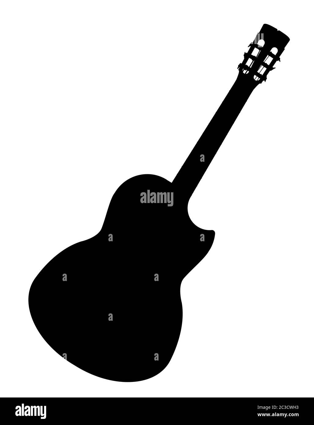 Une guitare acoustique flamenco espagnol typique isolé sur un fond blanc. Banque D'Images