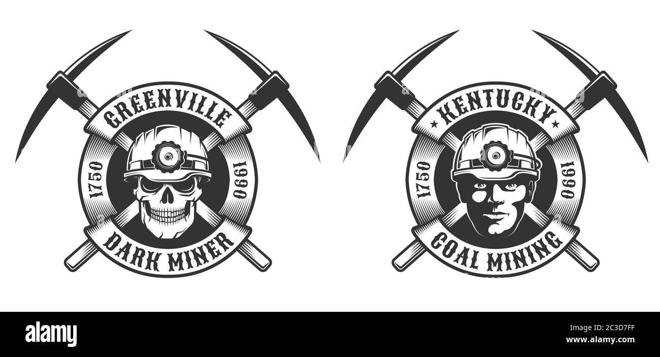 Logo vintage du mineur de charbon Illustration de Vecteur