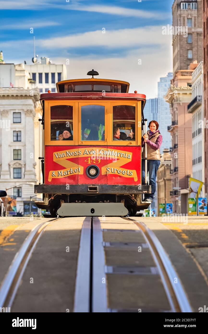 Cable Car à San Francisco Banque D'Images