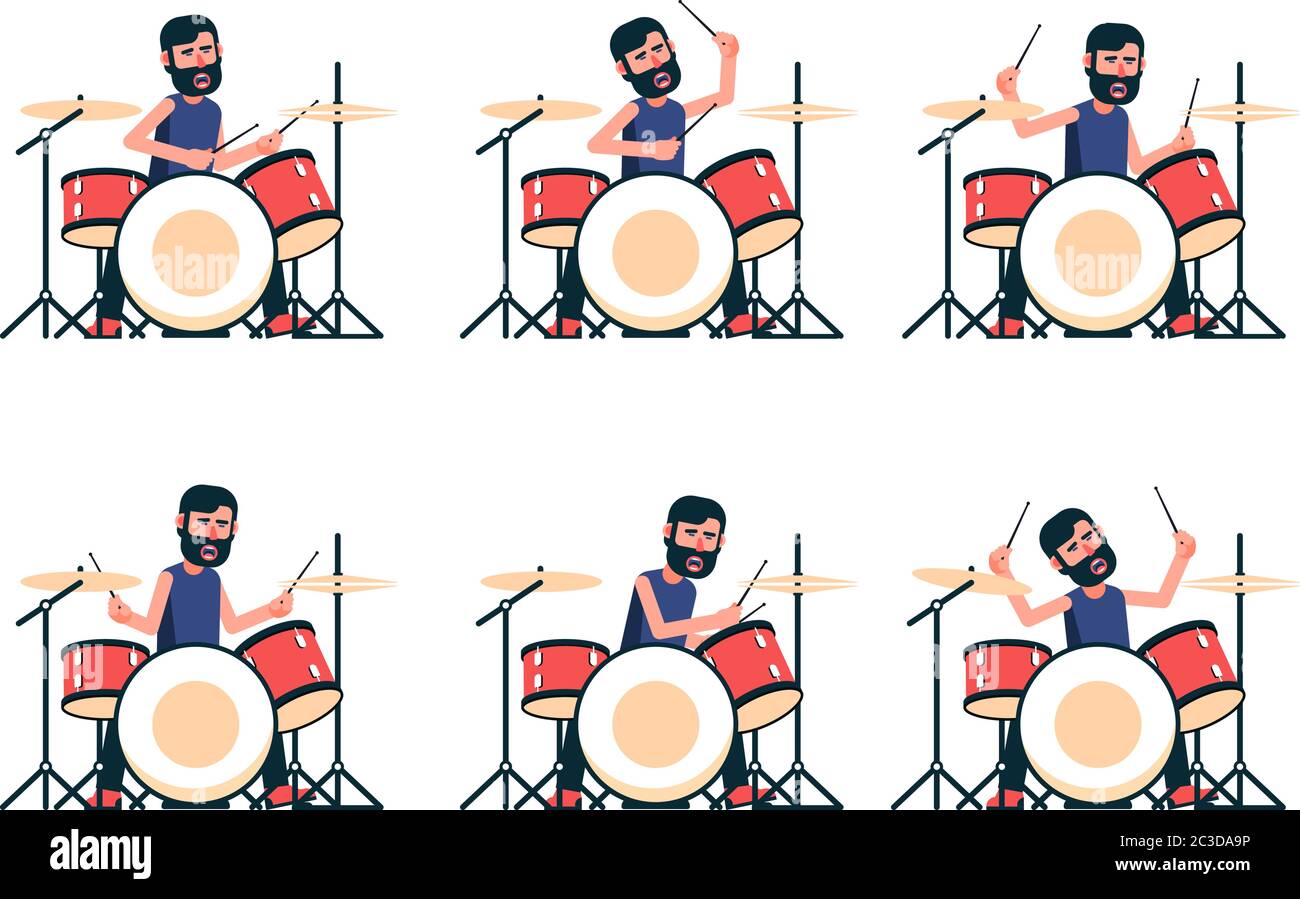 Le batteur joue le jeu de tambours Illustration de Vecteur