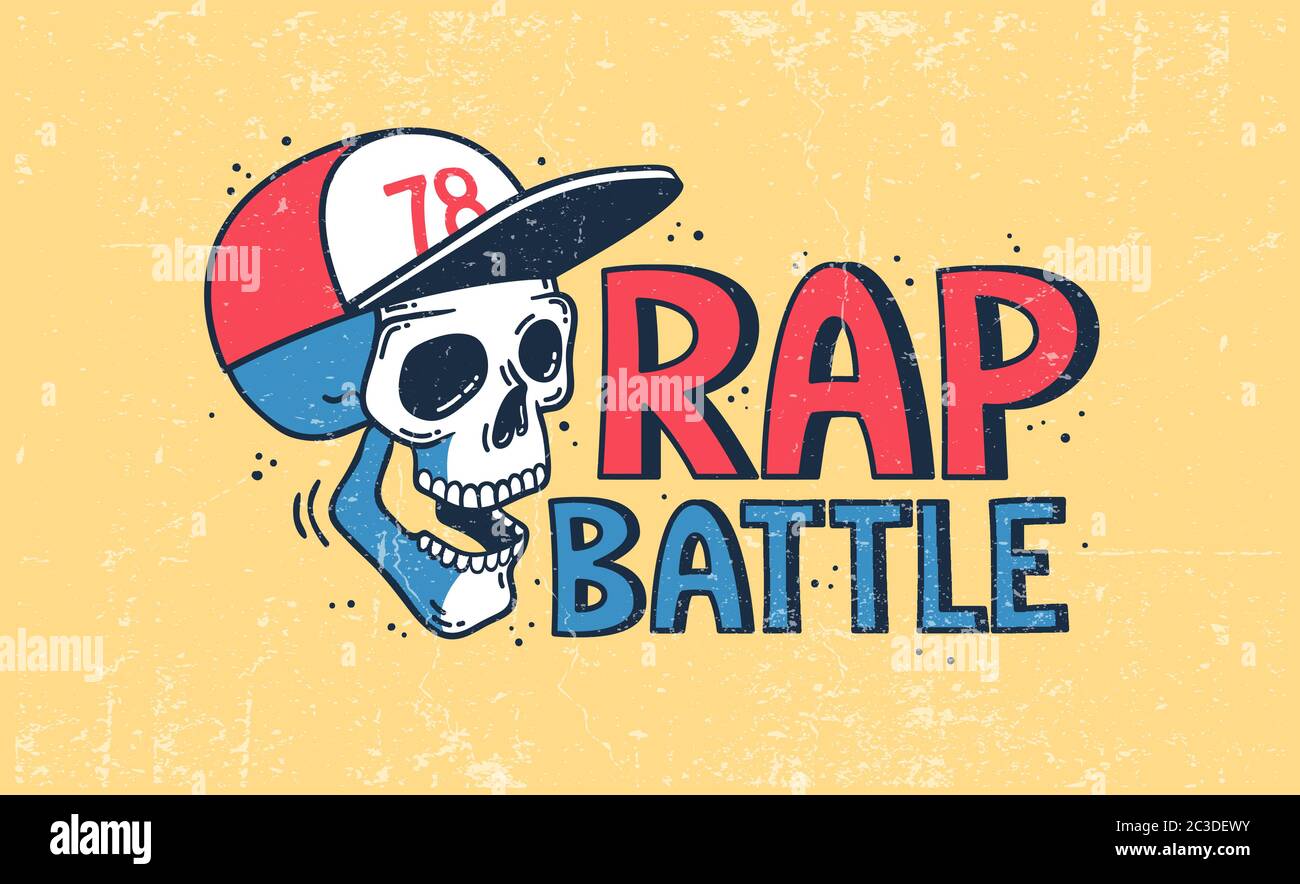 Logo de combat RAP avec tête de mort dans une casquette de baseball Image  Vectorielle Stock - Alamy
