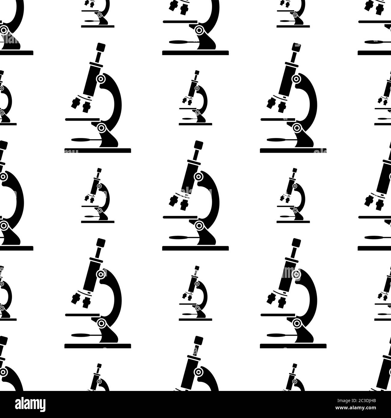 Microscope icône modèle sans couture, instrument d'agrandissement de laboratoire illustration vectorielle Illustration de Vecteur