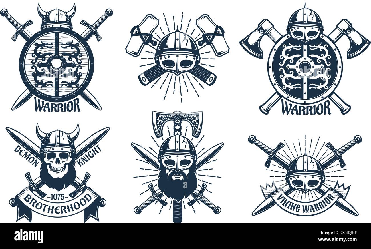 Logo Viking en style timbre rétro Illustration de Vecteur